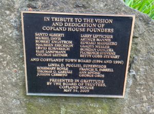Tribute plaque to the Copland House founders