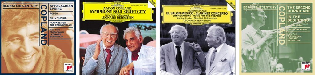 A selection of album covers of Copland compositions by Leonard Bernstein