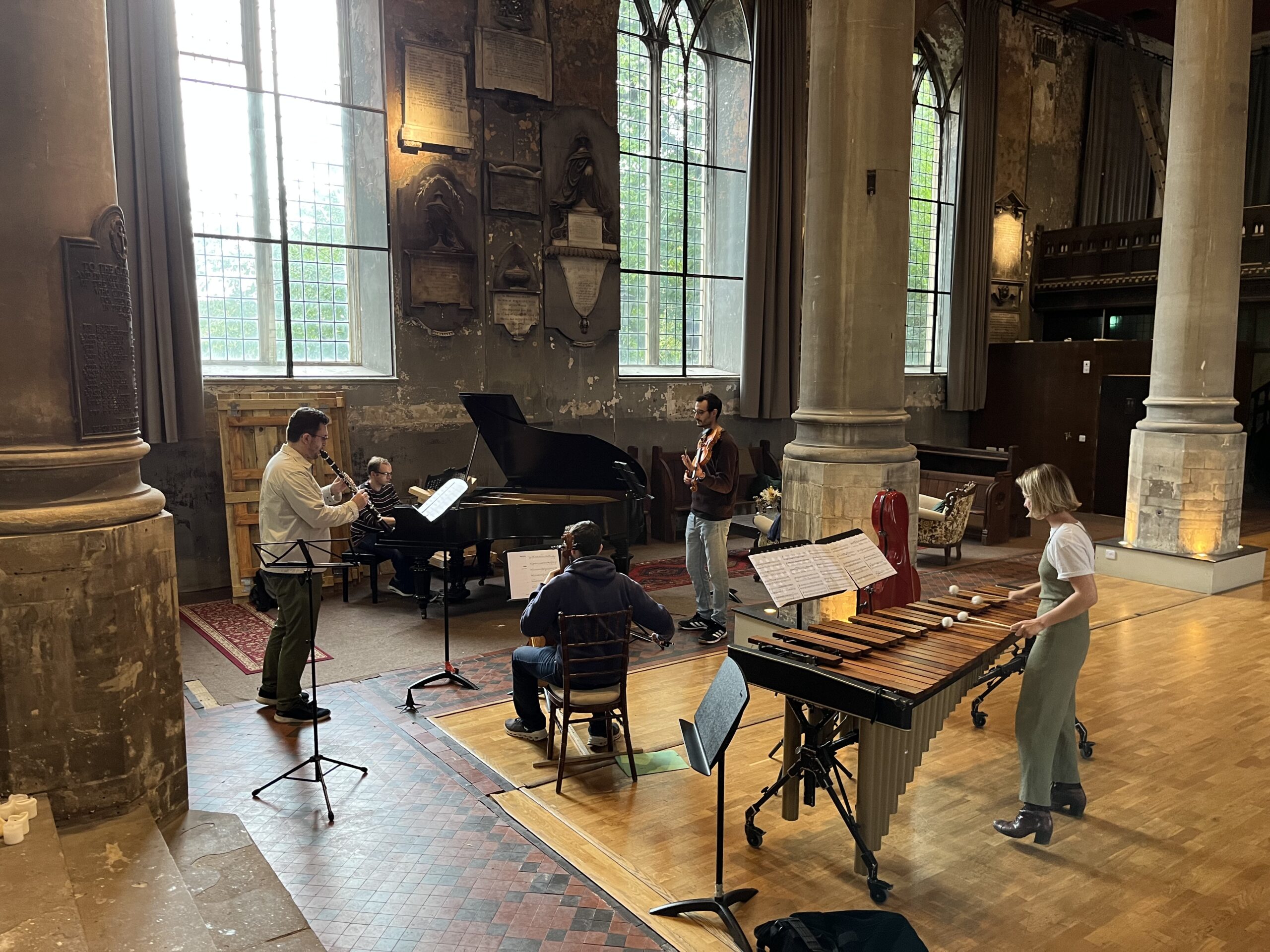 The Sound World Ensemble rehearsing at the Mount Without.