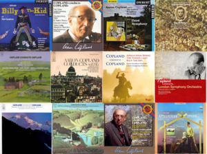 Album covers of Aaron Copland recordings by the London Symphony Orchestra