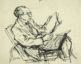 Line drawing of aaron Copland reading a score