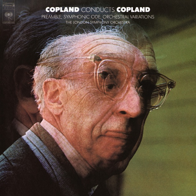Copland conducts Copland album cover showing Copland's head vibrating